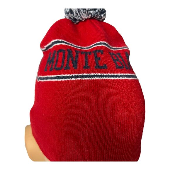 Monte Bianco Beanie Pom Hat Knit Red Winter Cap Adult Red Indie OSFM - Picture 3 of 5
